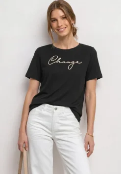 Shirt met ronde hals en Wording Artwork