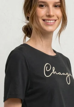 Shirt met ronde hals en Wording Artwork