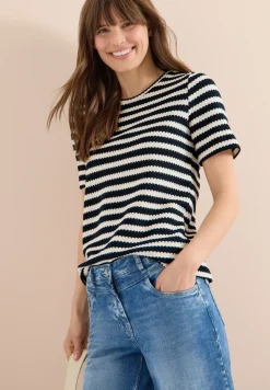 Shirt met ronde hals in ajour look
