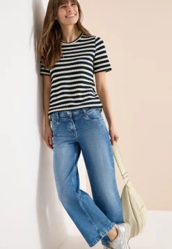 Shirt met ronde hals in ajour look