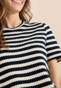 Shirt met ronde hals in ajour look