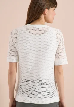 Shirt met ronde hals in ajour look