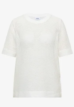 Shirt met ronde hals in ajour look