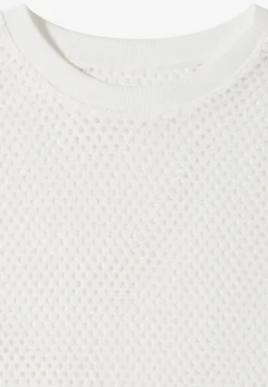 Shirt met ronde hals in ajour look
