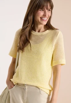 Shirt met ronde hals in ajour look