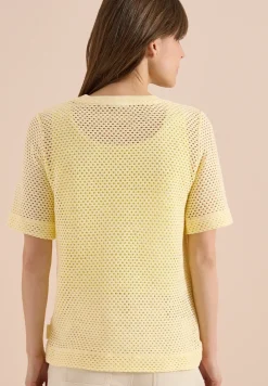 Shirt met ronde hals in ajour look