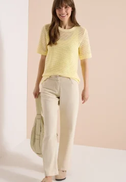 Shirt met ronde hals in ajour look