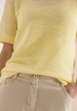 Shirt met ronde hals in ajour look