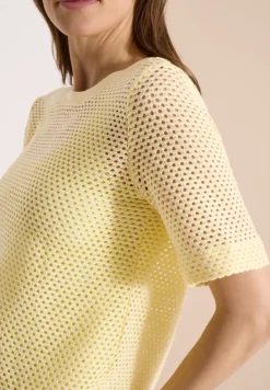 Shirt met ronde hals in ajour look