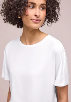 Shirt met ronde hals in effen kleur