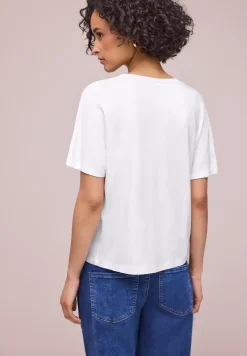 Shirt met ronde hals in effen kleur