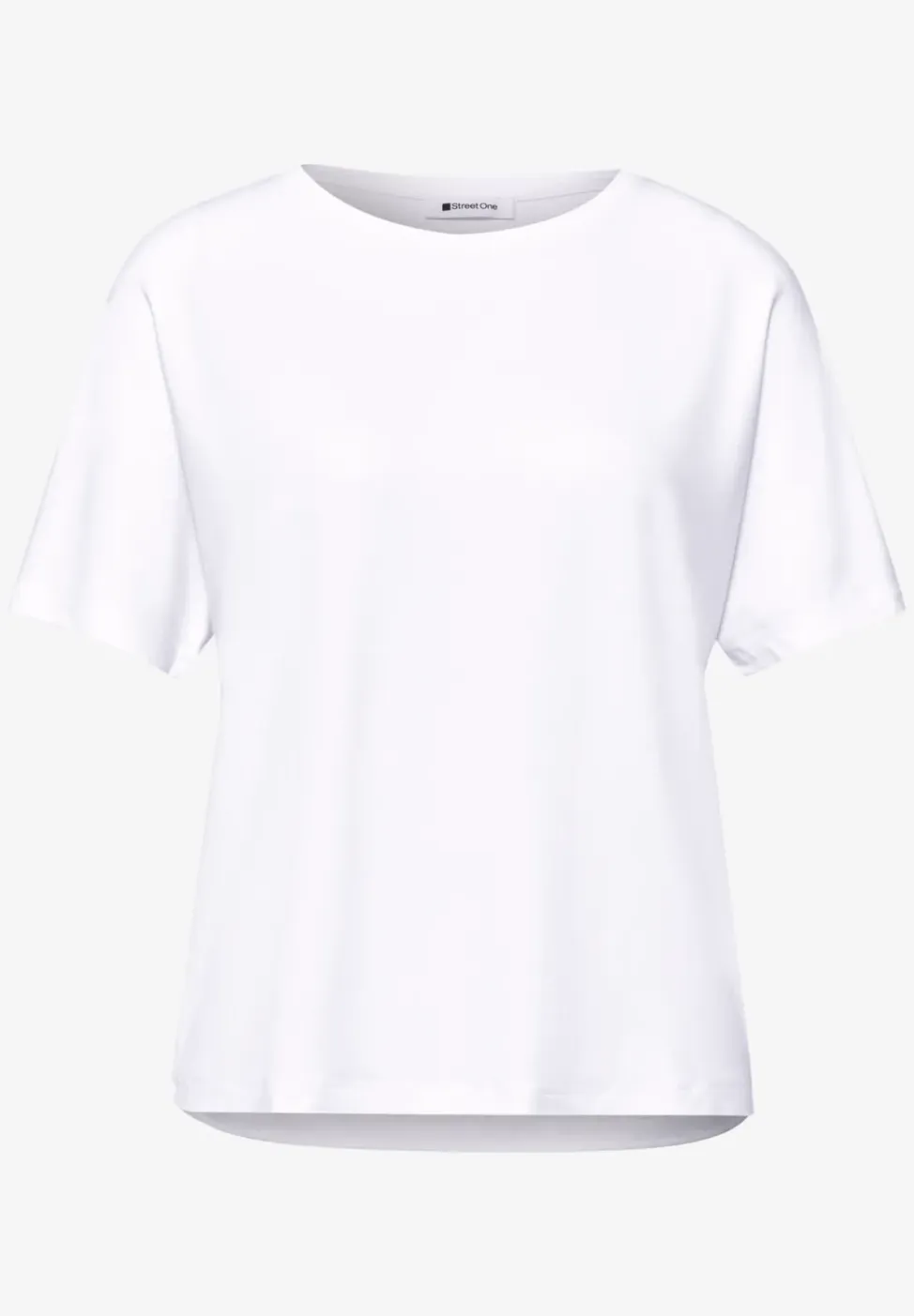 Shirt met ronde hals in effen kleur