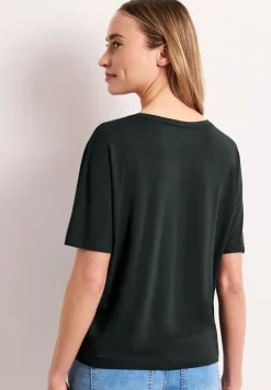 Shirt met ronde hals in effen kleur