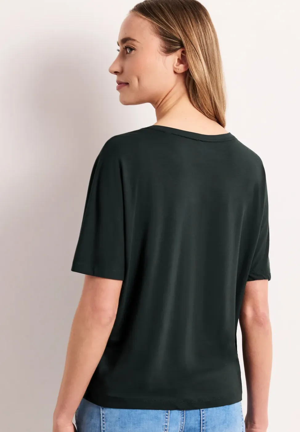 Shirt met ronde hals in effen kleur