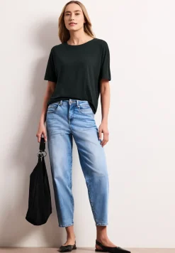Shirt met ronde hals in effen kleur