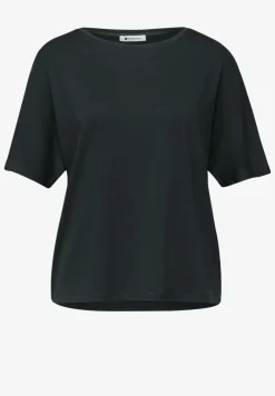 Shirt met ronde hals in effen kleur