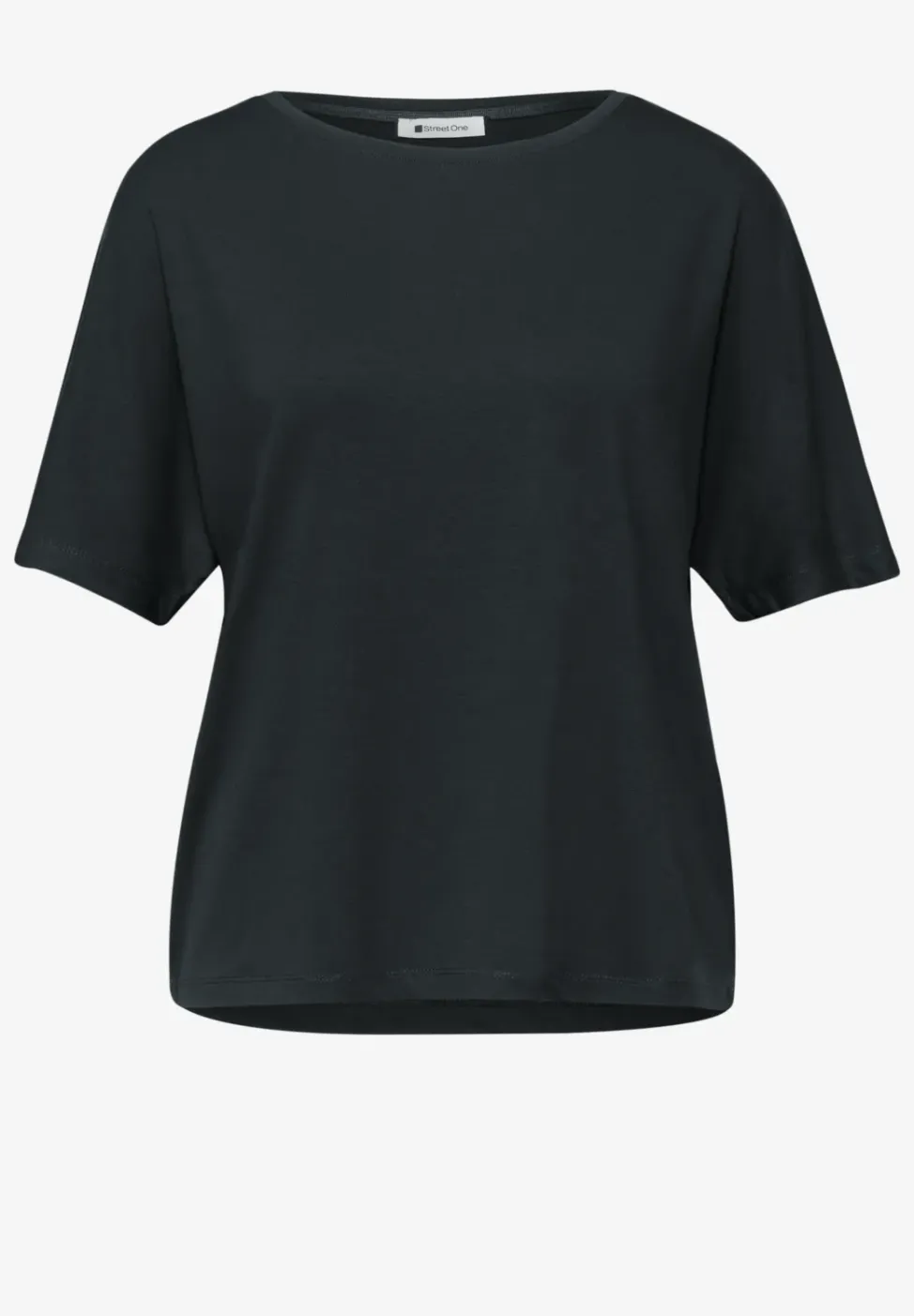 Shirt met ronde hals in effen kleur