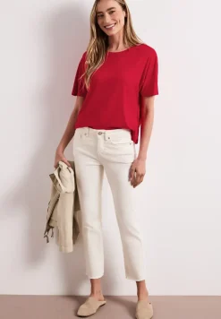 Shirt met ronde hals in effen kleur