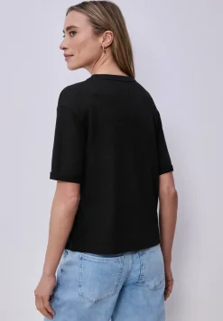 Shirt met ronde hals in gebreide look