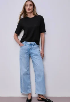 Shirt met ronde hals in gebreide look