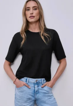 Shirt met ronde hals in gebreide look