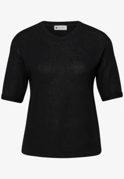 Shirt met ronde hals in gebreide look