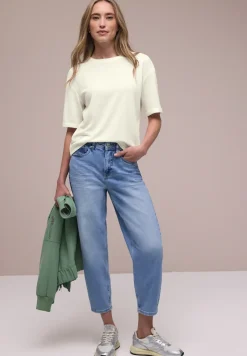 Shirt met ronde hals in gebreide look