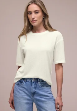 Shirt met ronde hals in gebreide look