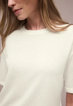 Shirt met ronde hals in gebreide look