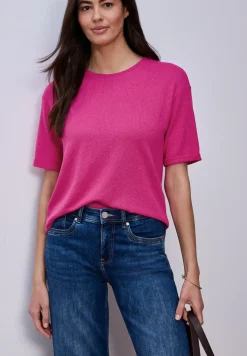 Shirt met ronde hals in gebreide look