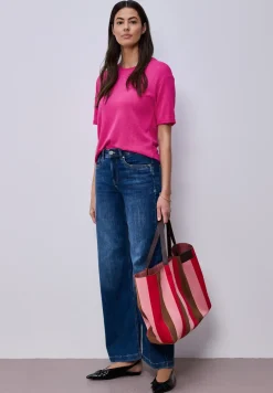 Shirt met ronde hals in gebreide look