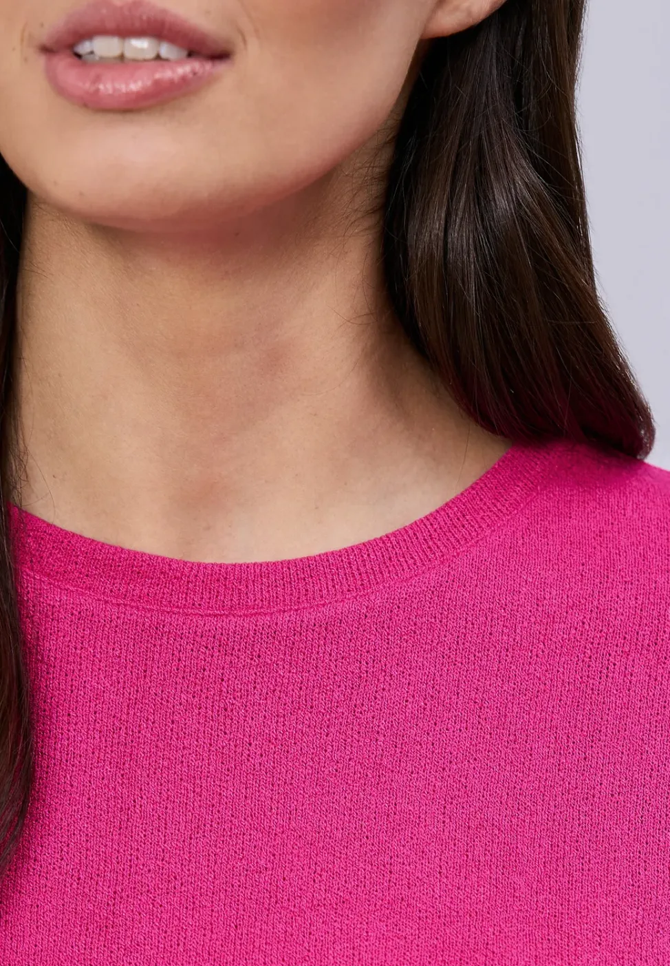 Shirt met ronde hals in gebreide look