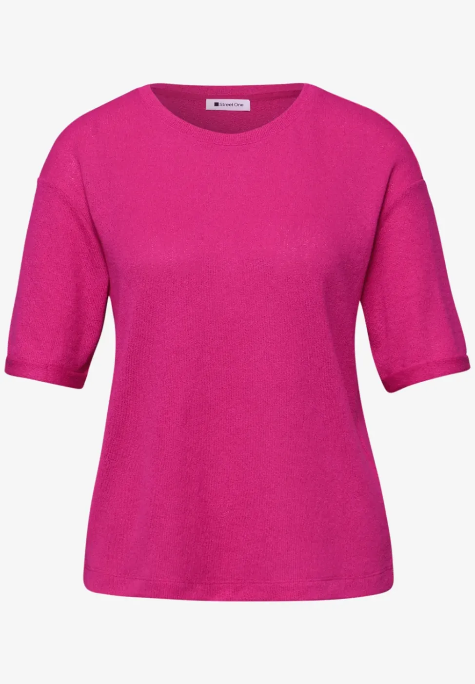 Shirt met ronde hals in gebreide look