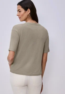 Shirt met ronde hals in gebreide look