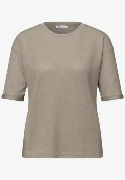Shirt met ronde hals in gebreide look
