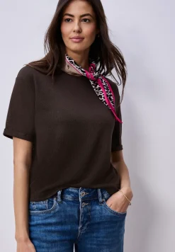 Shirt met ronde hals in gebreide look