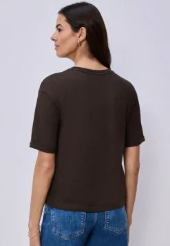 Shirt met ronde hals in gebreide look