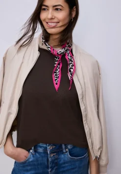 Shirt met ronde hals in gebreide look