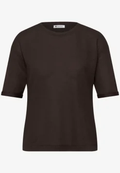 Shirt met ronde hals in gebreide look