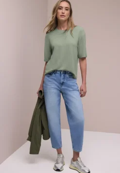 Shirt met ronde hals in gebreide look