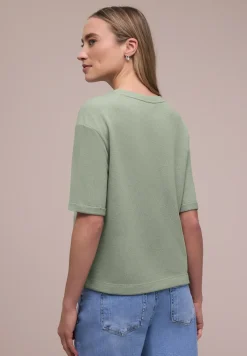 Shirt met ronde hals in gebreide look