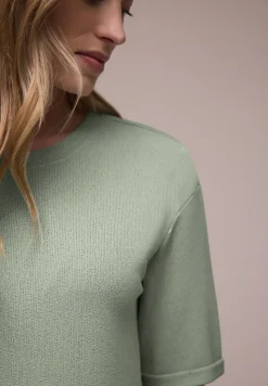Shirt met ronde hals in gebreide look