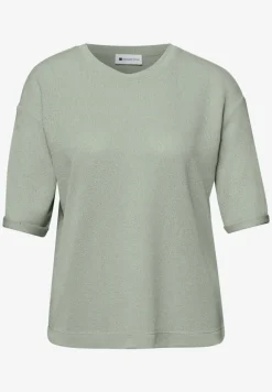 Shirt met ronde hals in gebreide look