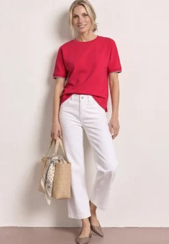 Shirt met ronde hals in Silk-Look
