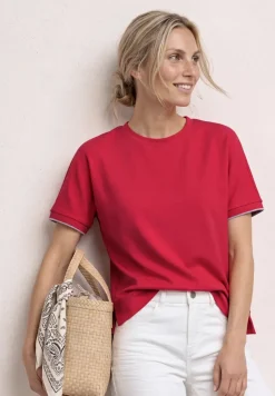 Shirt met ronde hals in Silk-Look