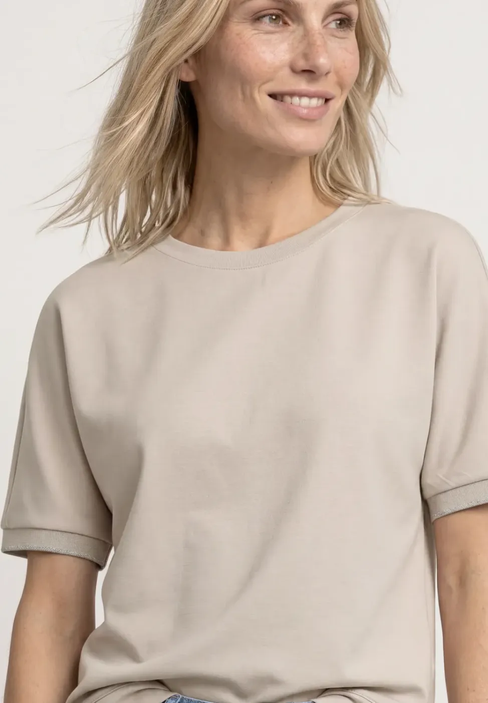 Shirt met ronde hals in Silk-Look