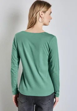 Shirt met ronde V-hals