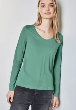 Shirt met ronde V-hals