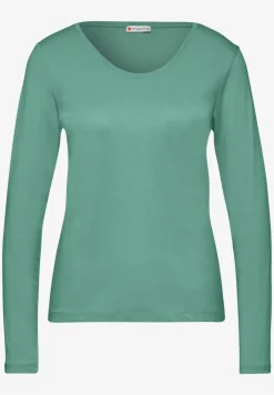 Shirt met ronde V-hals