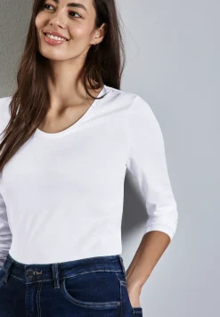 Shirt met ronde V-hals